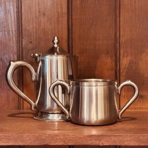 Vtg Stainless Steel Brandware Creamer w/Lid And Sugar 18-8 Japan